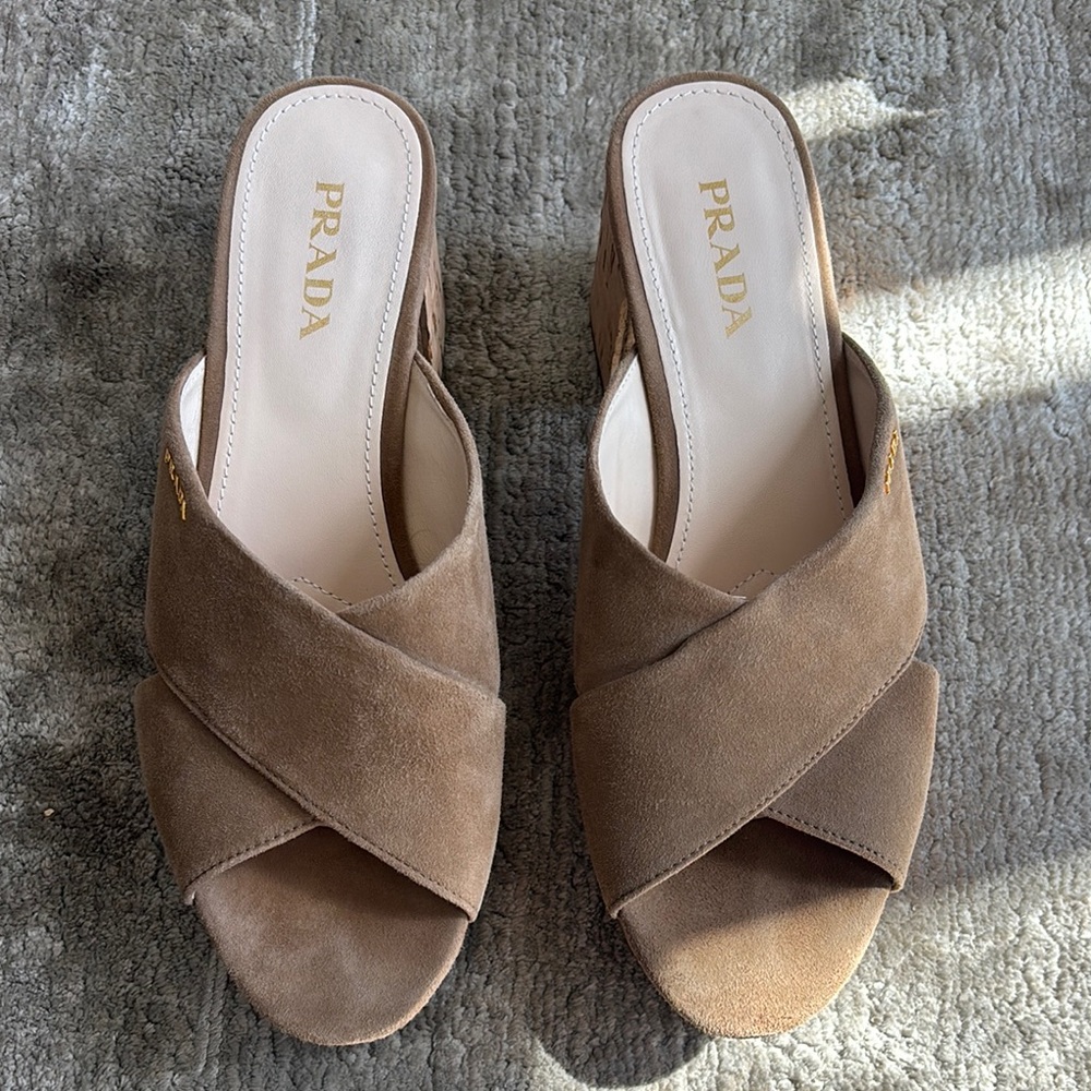 Prada Brown Mules with Suede Finish